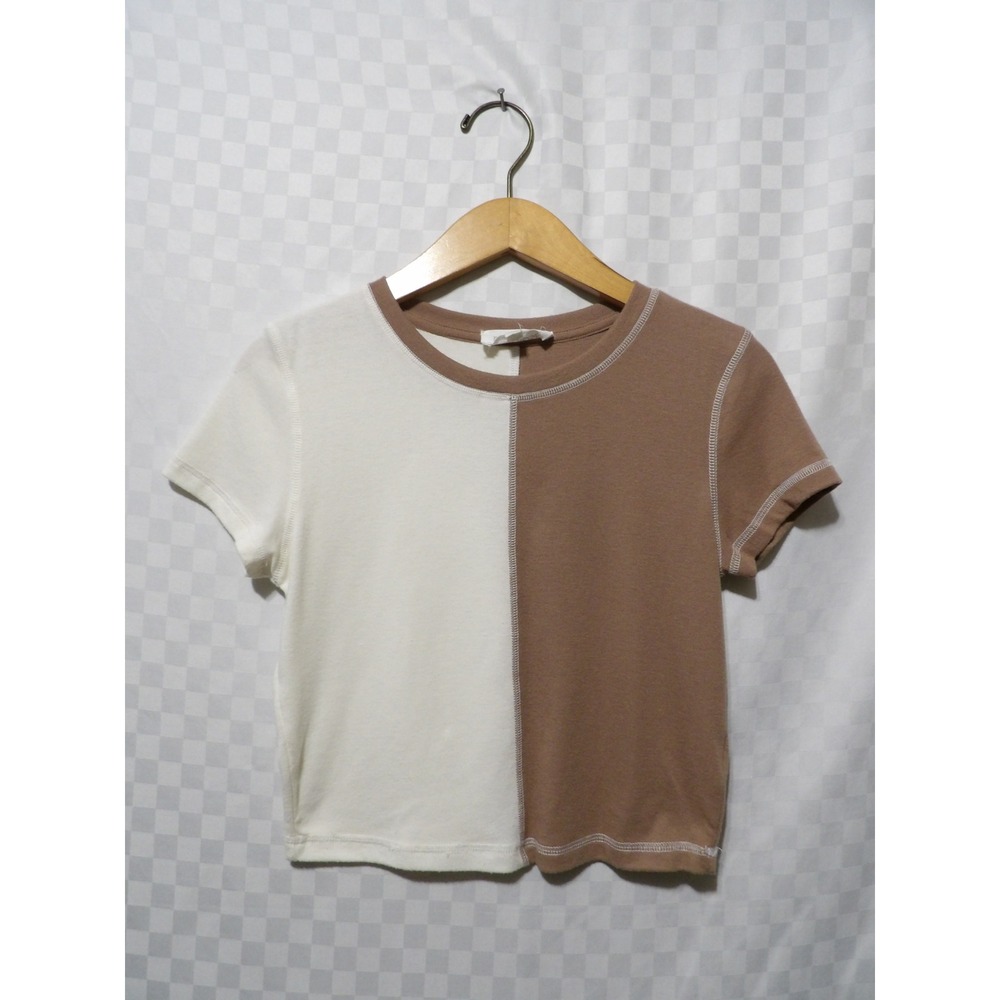 PINK ROSE Cropped Colorblock Tee | M